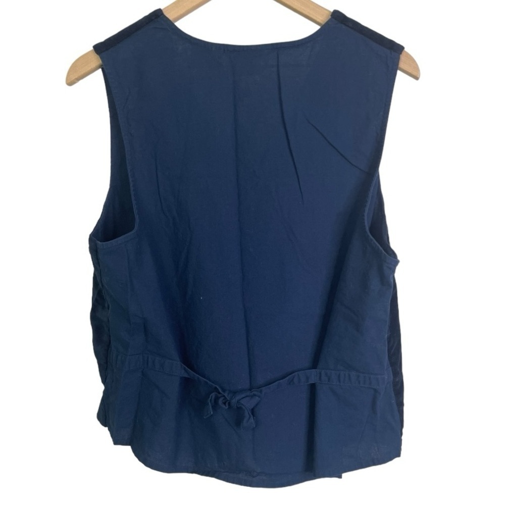 Vintage Casey & Max Christmas Button Front Navy Blue Vest - Picture 3 of 3